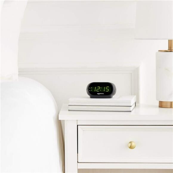 Black Digital LED Alarm Clock with Snooze Nightlight Battery Backup Compact - Picture 2 of 8